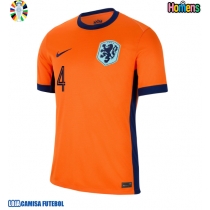 Camisa de Futebol Holanda Virgil van Dijk #4 Equipamento Principal Europeu 2024 Manga Curta
